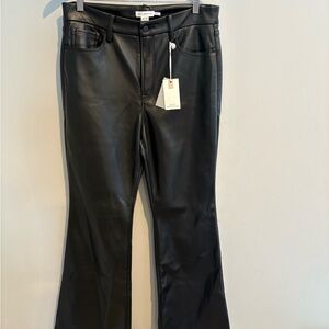Good American Black Faux Leather Flare Pants